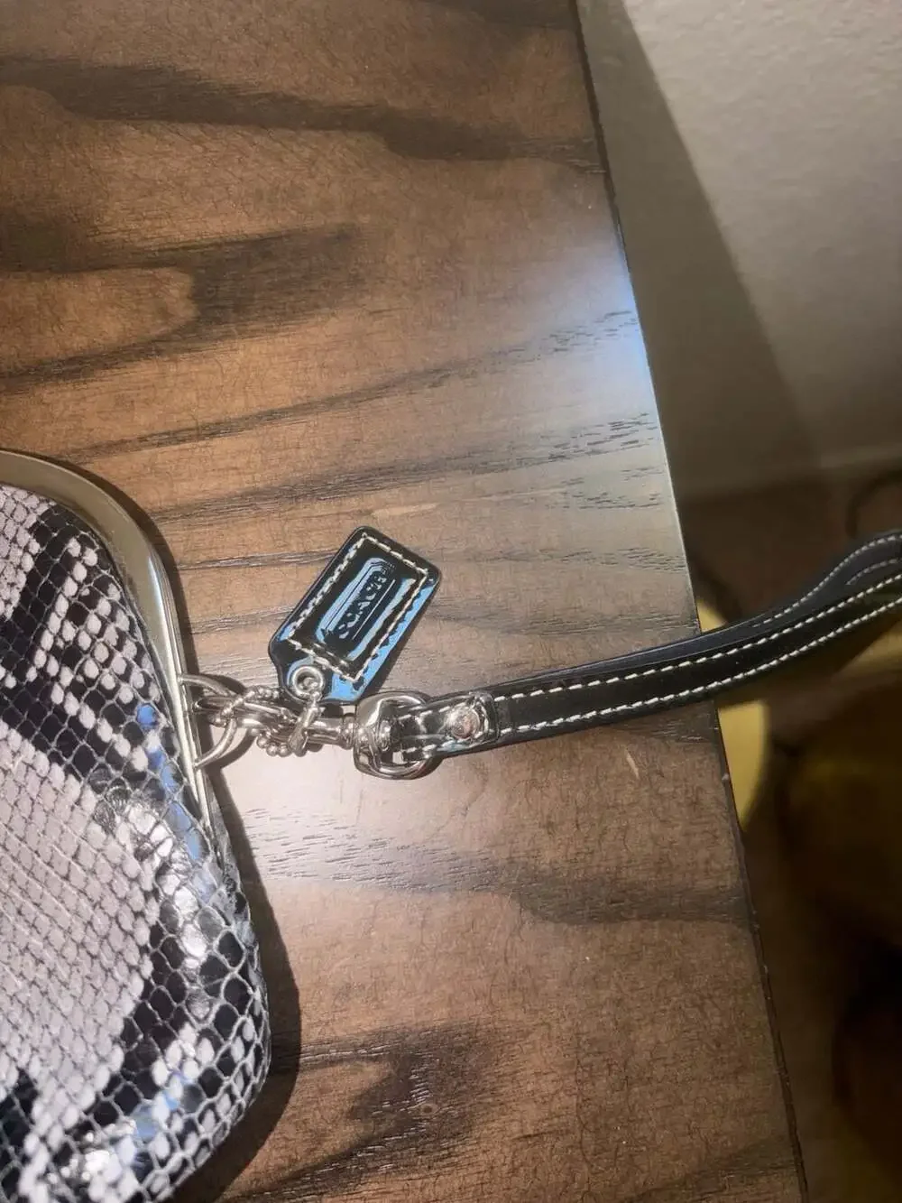 Coach Snakeskin Embossed Leather Kisslock Wristlet
